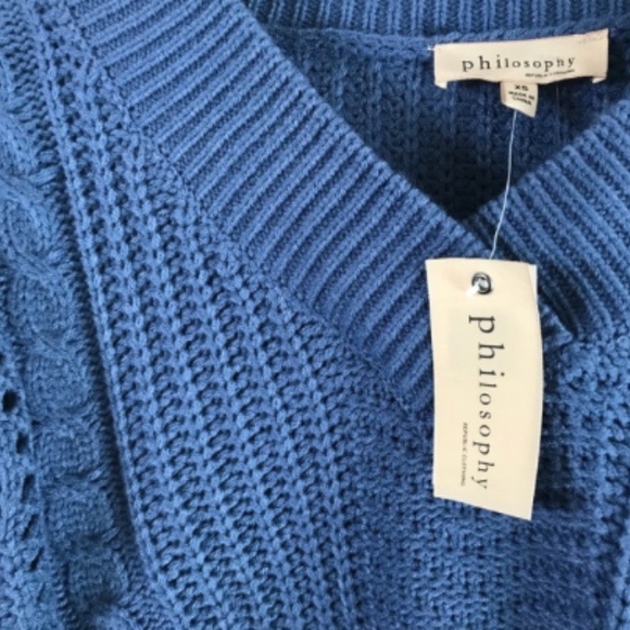 NWT Philosophy Blue Knit V-Neck Sweater XS - Picture 2 of 6